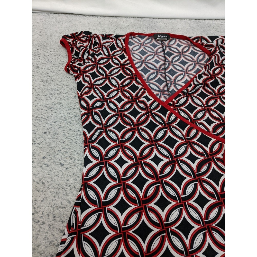 Taboo Vintage Mini Dress Made in USA Small Red Black Geometric‎ Gothic Emo Y2K - Picture 6 of 16